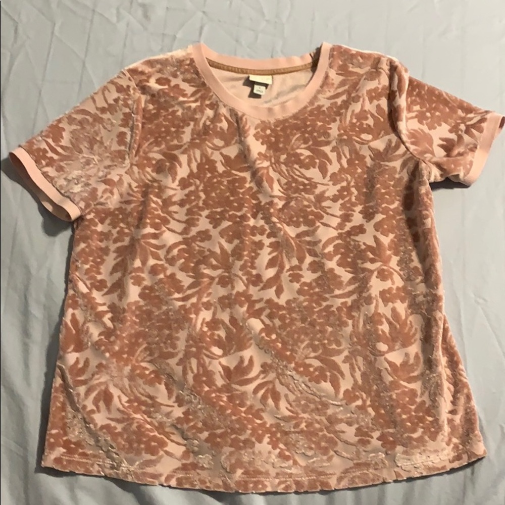 Blush blouse with velvet design